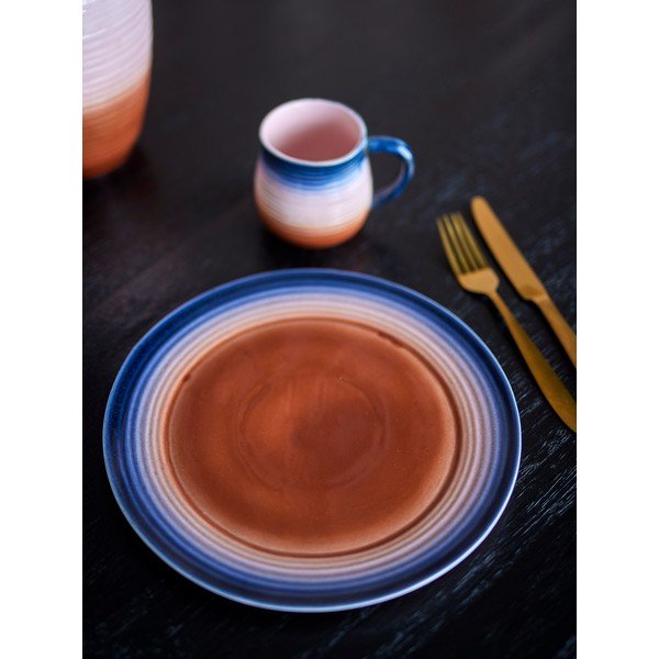 Kék-narancssárga kőedény tányér készlet 4 db-os ø 27 cm Tatum – Bloomingville-image-1