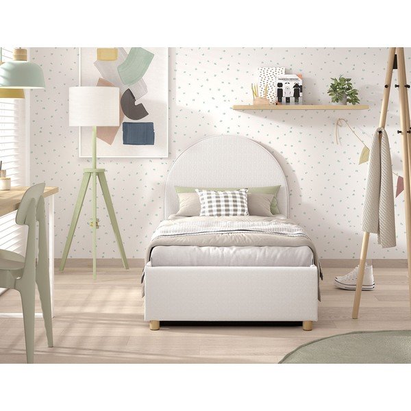 Fehér kárpitozott ágyneműtartós egyszemélyes ágy ágyráccsal 90x200 cm Moon – Vipack-image-3