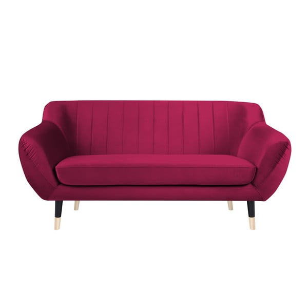 Benito rózsaszín kanapé fekete lábakkal, 158 cm - Mazzini Sofas