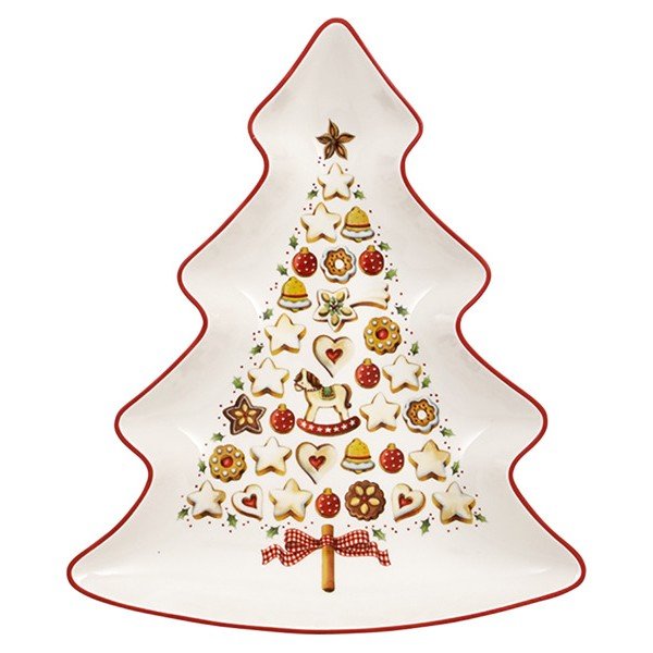 Tree piros-fehér porcelán karácsonyfa alakú szervírozó tál - Villeroy & Boch-image-3