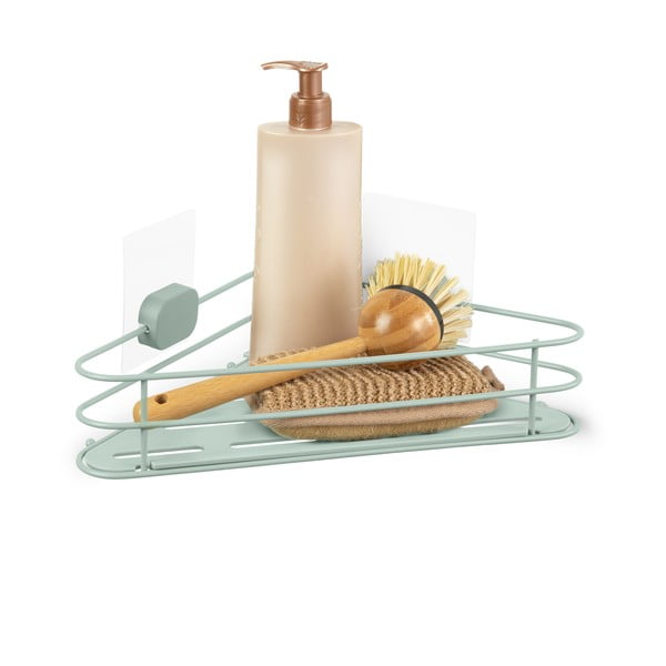 Zöld öntapadós fém fürdőszobai sarokpolc Grena – Compactor-image-3
