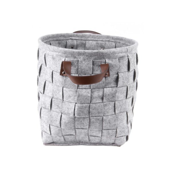 Storage szürke tárolókosár bőr fogantyúval, ⌀ 34 cm - PT LIVING-image-1