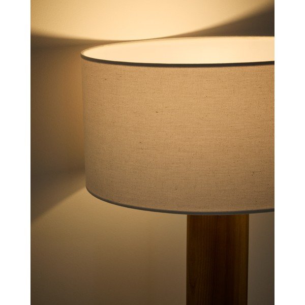 Fehér-barna kaucsukfa asztali lámpa textil búrával (magasság 48 cm) Niani – Kave Home-image-3
