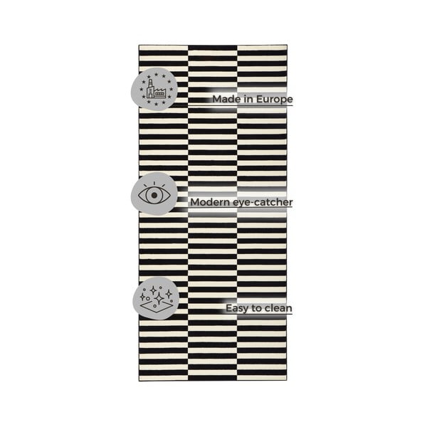 Fekete-krémszínű szőnyeg 80x200 cm Gloria – Hanse Home-image-4