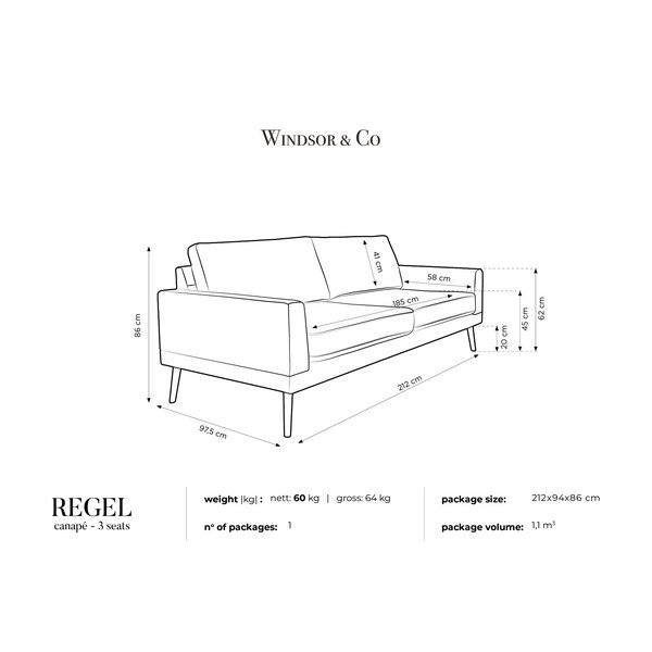 Rigel natúrszínű háromszemélyes kanapé - Windsor & Co Sofas-image-4
