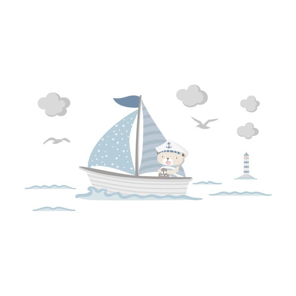 Captain Teddy gyerek kék falmatrica - Ambiance-image-2