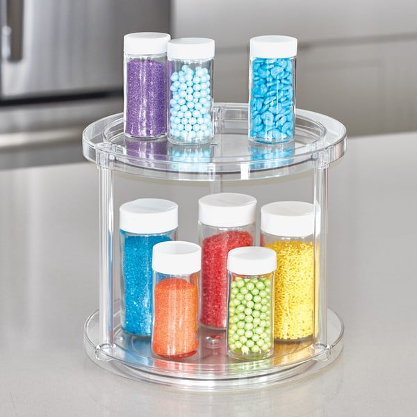 Kerek, forgatható, kétszintes talapzat az iDesign The Home Edit dobozokhoz, ⌀ 24,1 cm-image-1