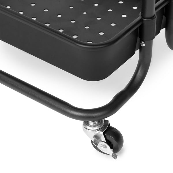 Fekete műanyag gurulós polcos állvány 43x36 cm Grena – Compactor-image-3