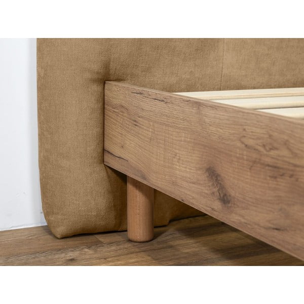 Bézs kárpitozott franciaágy ágyráccsal 180x200 cm Kumo – Bobochic Paris-image-4