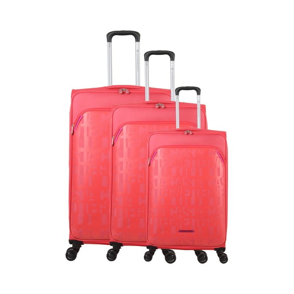 Bellatrice 3 db rózsaszín gurulós bőrönd - Lulucastagnette