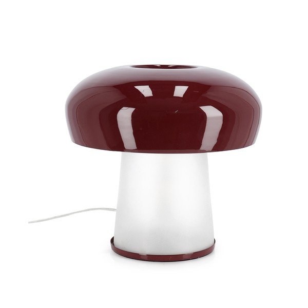 Borvörös fém asztali lámpa üveg búrával (magasság 35 cm) Clevely – Bizzotto