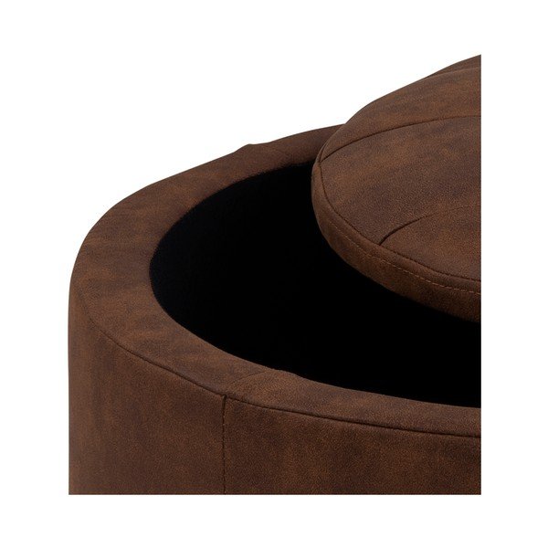 Retina konyakbarna műbőr puff, ⌀ 60 cm - Actona-image-1