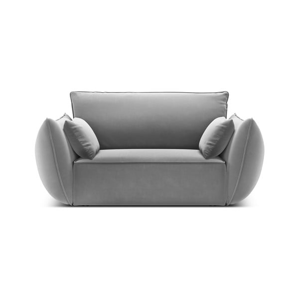 Világosszürke bársony fotel Vanda – Mazzini Sofas-image-2