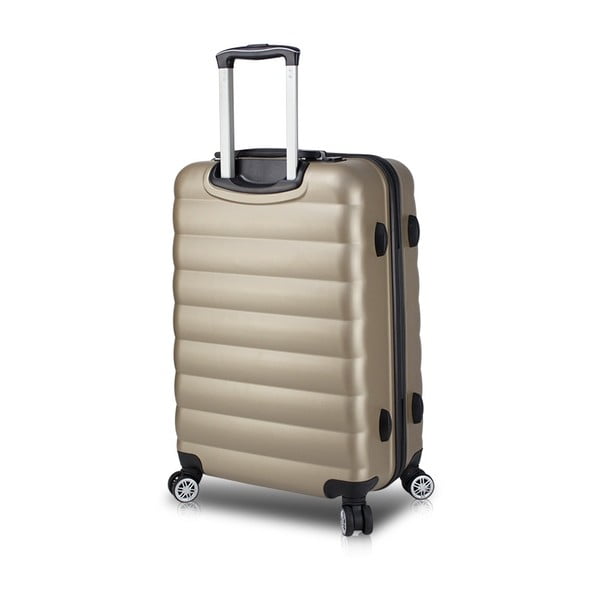 COLORS RESSNO Pilot Suitcase aranyszínű görgős bőrönd USB csatlakozóval - My Valice
