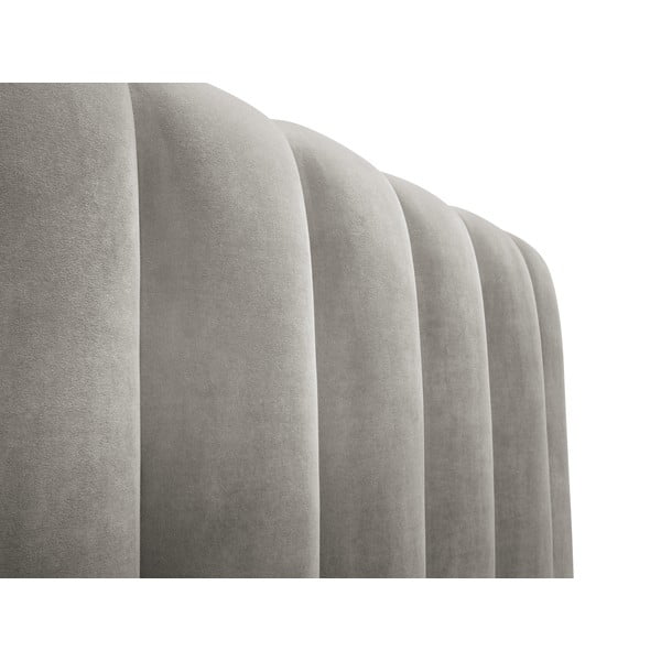 Világosszürke kárpitozott franciaágy tárolóhellyel, ágyráccsal 160x200 cm Kelp – Micadoni Home-image-4