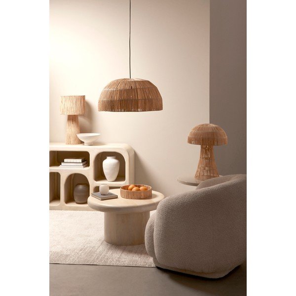 Krémszínű mangófa kerek dohányzóasztal ø 75 cm Lopez – Bizzotto-image-1