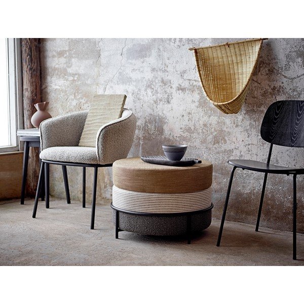Fekete-világosszürke textil karfás étkezőfotel Cortone – Bloomingville-image-3