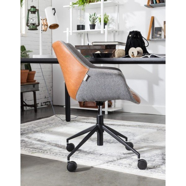 Doulton szürke irodaszék barna részletekkel - Zuiver-image-1