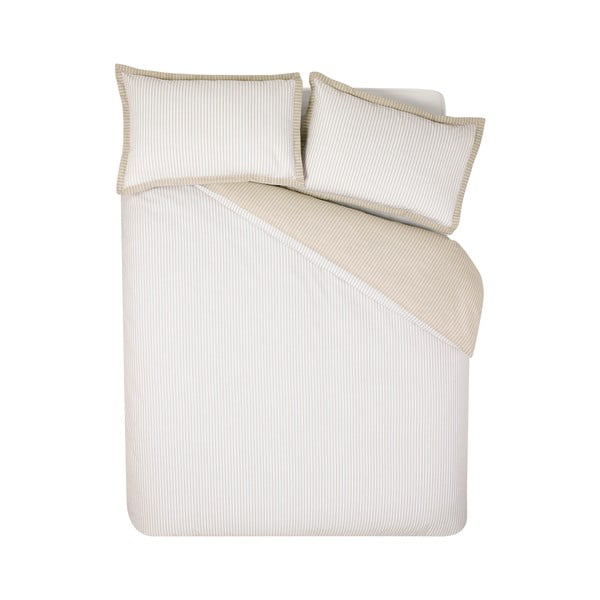Fehér-bézs egyszemélyes ágyneműhuzat 135x200 cm Oxford Pinstripe – Catherine Lansfield