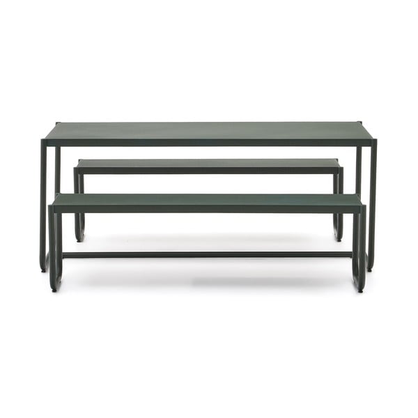 Sötétzöld fém négyszemélyes kerti étkezőgarnitúra Sotil – Kave Home-image-2