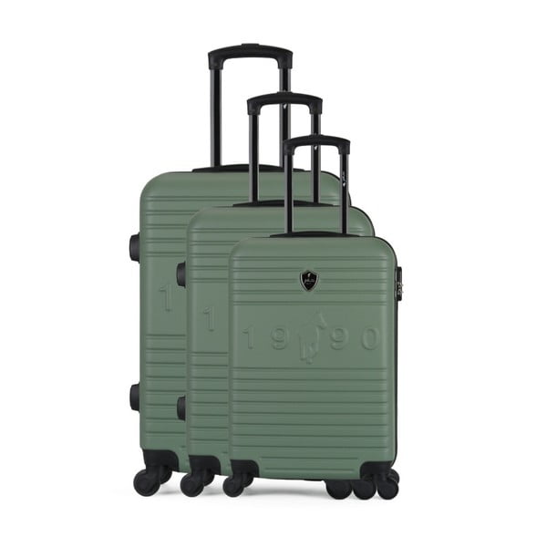 Cadenas Integre 3 részes, zöld gurulós utazó bőrönd szett - GENTLEMAN FARMER
