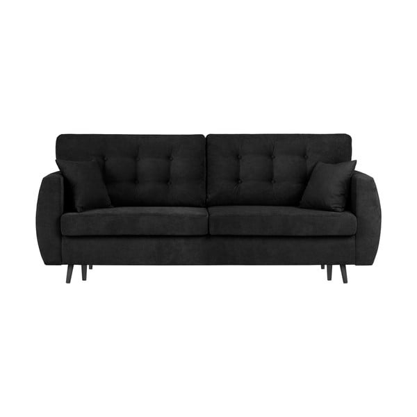 Rotterdam háromszemélyes fekete kinyitható kanapé tárolóval, 231 x 98 x 95 cm - Cosmopolitan design