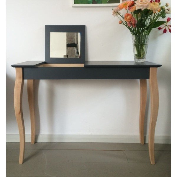 Dressing Table grafitszürke fésülködőasztal tükörrel, hosszúság 65 cm - Ragaba-image-1