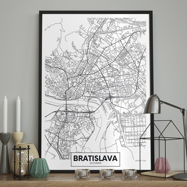 MAP/BRATISLAVA keretezett fali kép, 70 x 100 cm-image-1