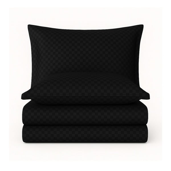 Fekete kétszemélyes-hosszabbított renforcé pamut ágyneműhuzat 240x220 cm Checkered – Mila Home Luxury
