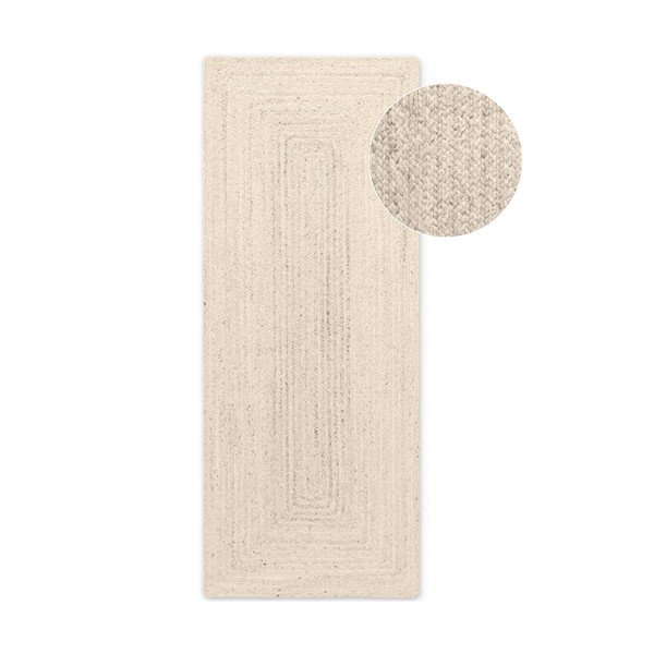 Krémszínű kétoldalas-kézi szövésű juta futószőnyeg 80x200 cm Juno – Hanse Home