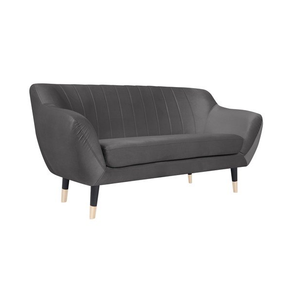 Benito szürke kanapé fekete lábakkal, 158 cm - Mazzini Sofas-image-2