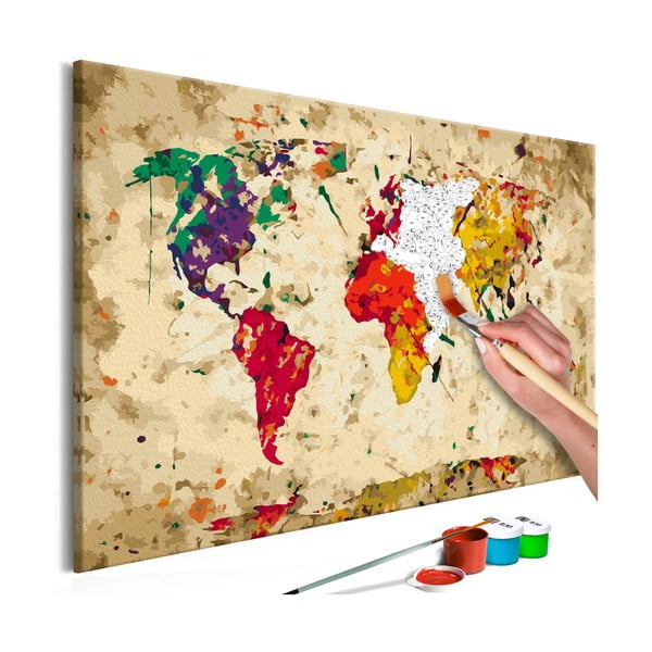 Splashes Map DIY készlet, saját vászonkép festése, 60 x 40 cm - Artgeist