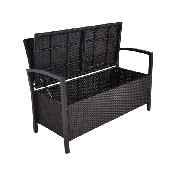 Fekete műrattan kerti pad Ferrara – Garden Pleasure-image-1