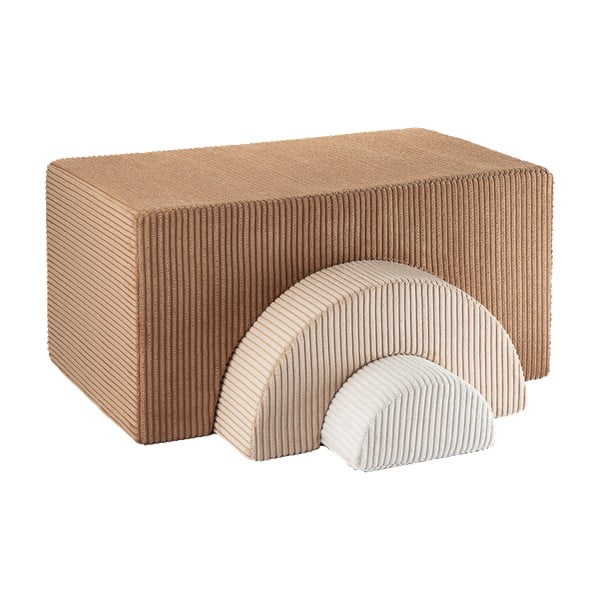 Barna kordbársony habszivacs játszótér 3 db-os magasság 37 cm 75x49 cm Rainbow Montessori – Wigiwama