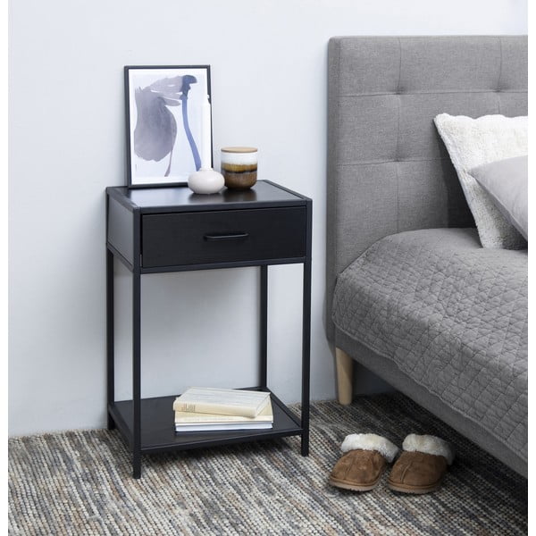 Seaford fekete éjjeliszekrény - Actona-image-1