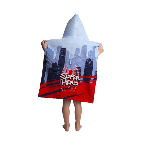 Piros-kék frottír gyerek fürdőponcsó Spider-Man – Jerry Fabrics-image-2