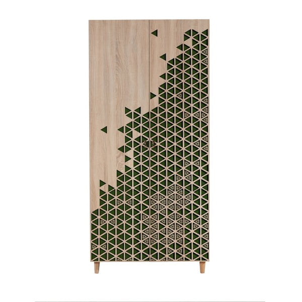 Stil Geometry Green kétajtós ruhásszekrény, 90 x 192 cm
