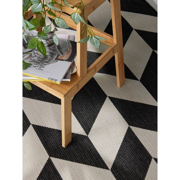 Fekete-krémszínű kültéri-beltéri szőnyeg 120x170 cm Haringey Terrick – Ted Baker-image-1