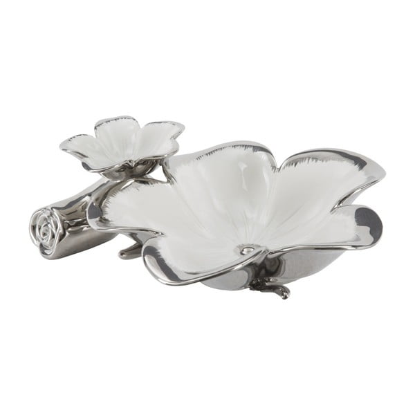 Tasche Lily B fehér-ezüstszínű dekoratív kerámiatál - Mauro Ferretti