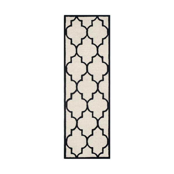 Everly fehér-fekete gyapjúszőnyeg, 243 x 76 cm - Safavieh