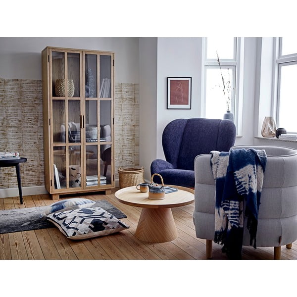 Natúr színű kerek dohányzóasztal tölgyfa dekorral ø 74 cm Luana – Bloomingville-image-1