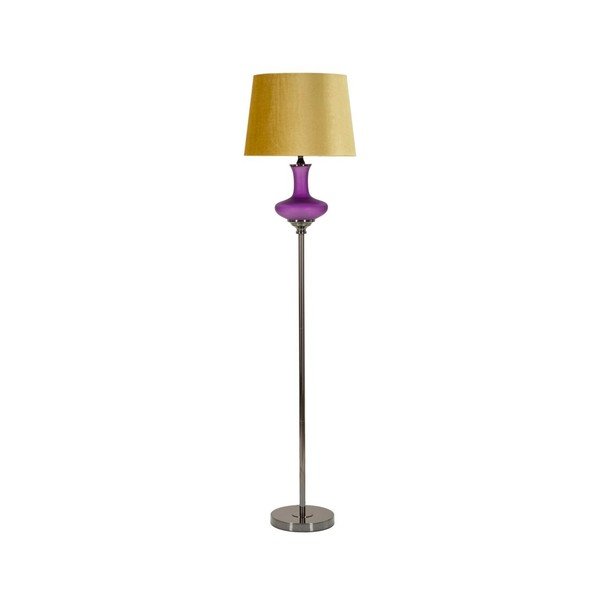 Sárga-lila állólámpa textil búrával (magasság 167 cm) Milva One – Mauro Ferretti