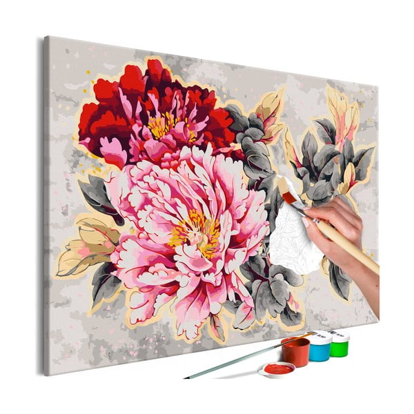 Beautiful Peonies DIY készlet, saját vászonkép festése, 120 x 80 cm - Artgeist