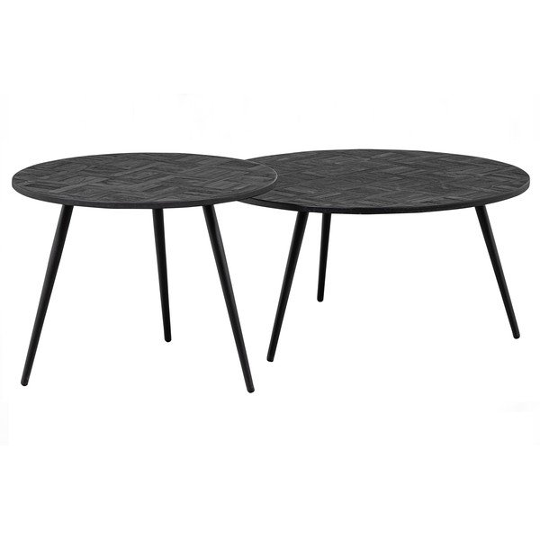 Fekete kerek teakfa dohányzóasztal ø 74 cm Leo – WOOOD-image-4