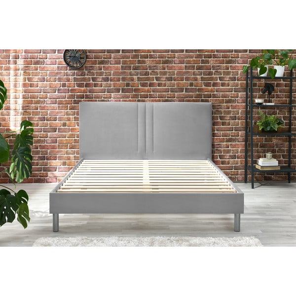 Szürke kárpitozott franciaágy ágyráccsal 180x200 cm Kerry – Bobochic Paris-image-4