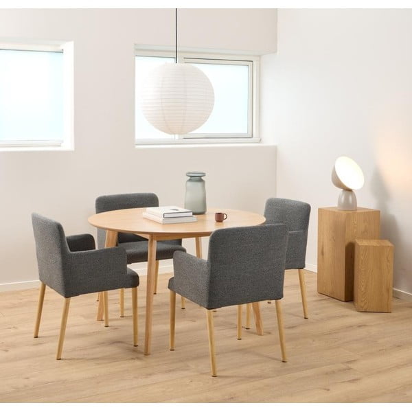 Szürke kárpitozott karfás étkezőfotel Zoe – Actona-image-1