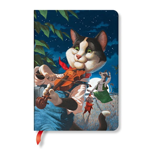 Cat and the Fiddle keménytáblás vonalas jegyzetfüzet, 12 x 17 cm - Paperblanks