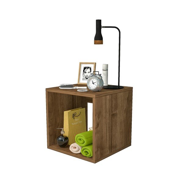 Barna éjjeliszekrény borovi fenyő dekorral Biga – Gauge Concept-image-2