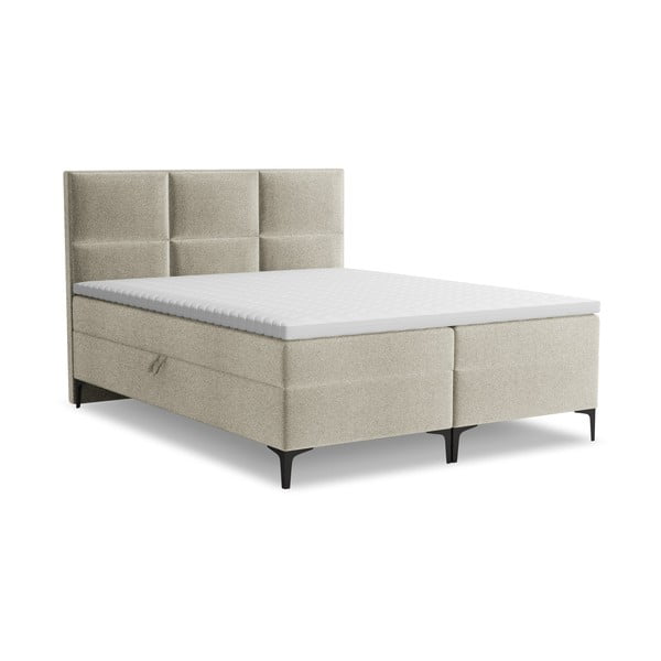 Szürkésbarna ágyneműtartós boxspring ágy 180x200 cm Pakalana – Makamii