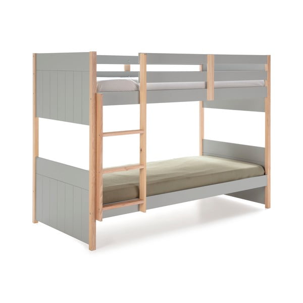 Kiara szürke gyerek emeletes ágy borovi fenyő lábakkal, 90 x 190 cm - Marckeric-image-4